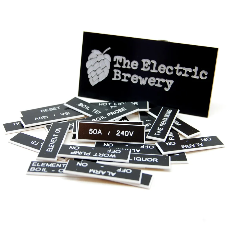 Electrical panel tags for 50A Control Panel for back to back batches