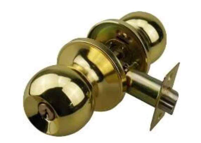 Elite Security Keyed Entry Lockset Ball Knob Polished Brass