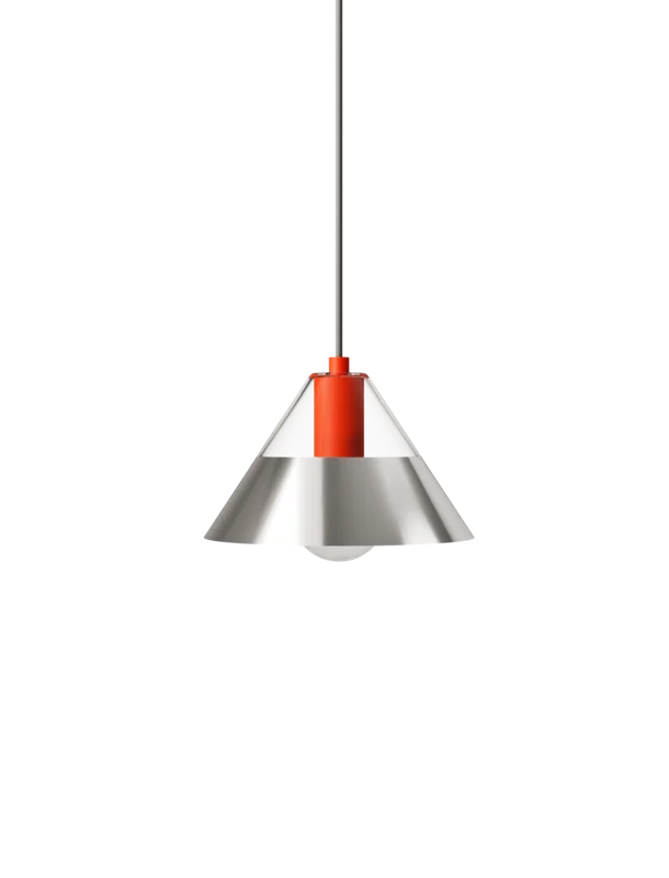 FIFTY FIFTY lamp steel polished shade + orange socket