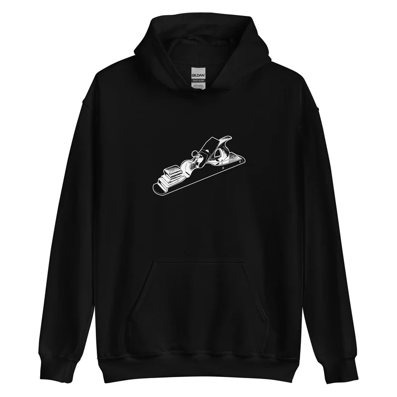 "Infill Handplane" Unisex Hoodie for Woodworkers (Multiple Colors) Black