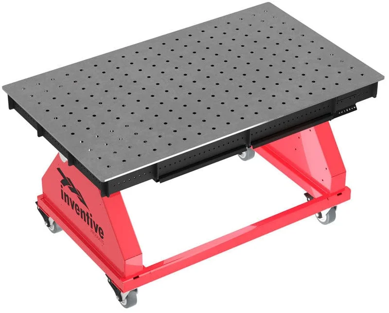 Inventive Powerlift Pro Series Adjustable Height Welding Table 60" X 36" ITD23206 Red