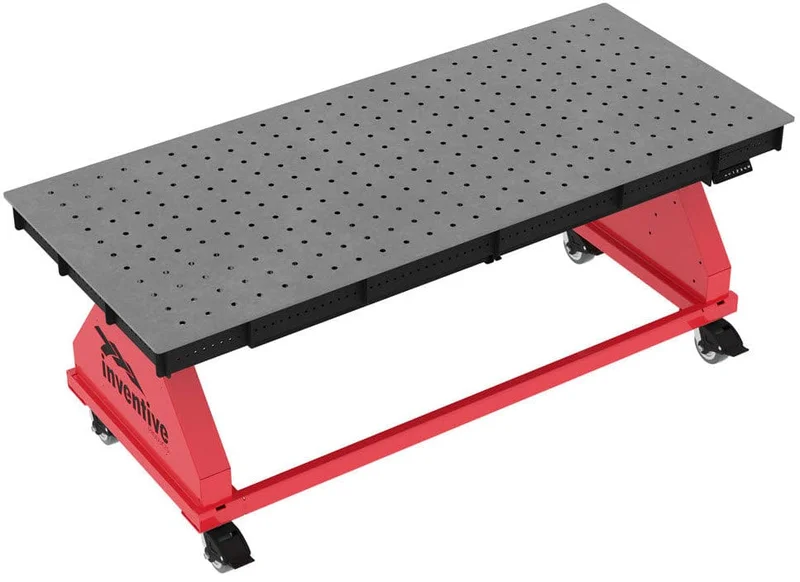 Inventive Powerlift Pro Series Adjustable Height Welding Table 84" X 36" ITD23201 Red