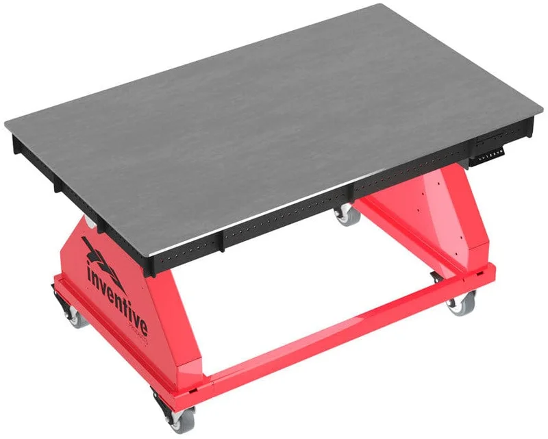 Inventive Powerlift Workman Series Adjustable Height Welding Table 60" X 36" ITD23205 Red