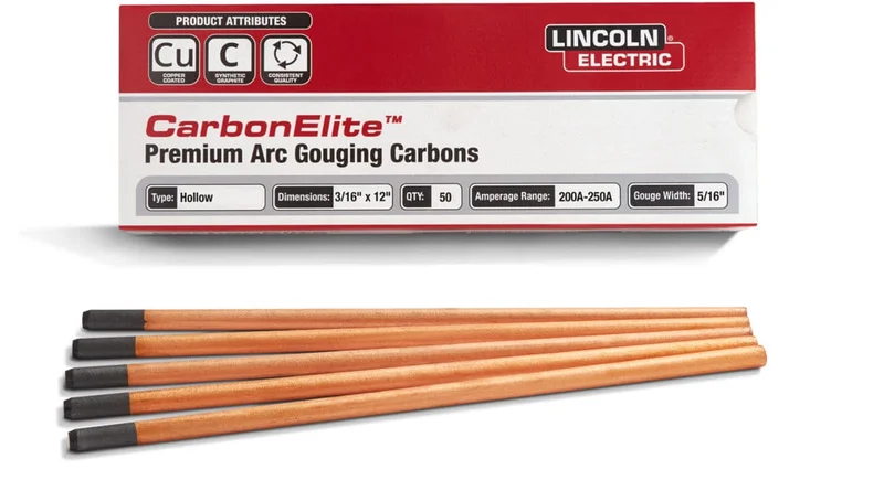 Lincoln Carbon Elite Hollow Gouging Electrodes KP3801 (pkg 50)