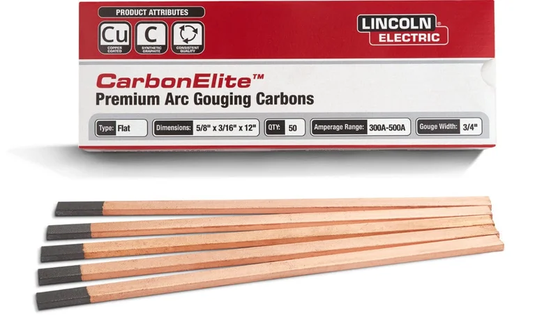 Lincoln CarbonElite Flat Gouging Electrodes KP3802-5/8 (pkg 50)