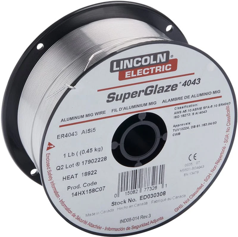Lincoln SuperGlaze 4043 Aluminum MIG Welding Wire - 1 lb. Spool
