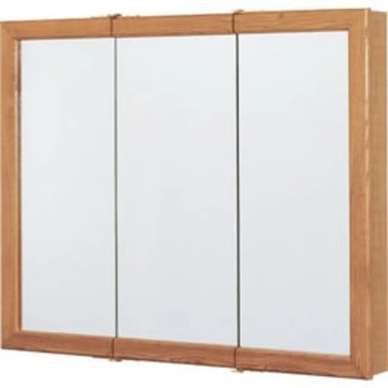 Medicine Cabinet, Tri-View Mirror, Oak Finish, 36 x 4.25 x 28.75-In.