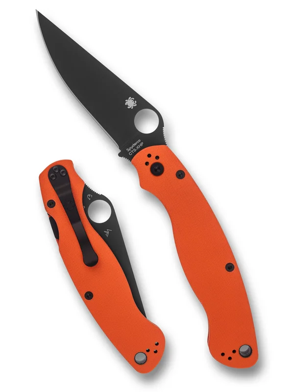 Military 2 Orange G-10 CTS XHP Black Blade PlainEdge Exclusive