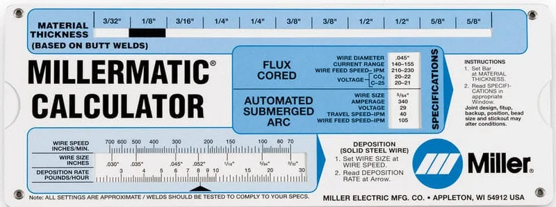 Miller MIG Welding Calculator 086446