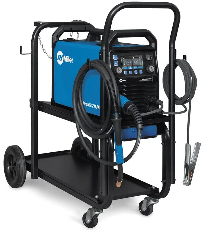 Millermatic 211 PRO MIG Welder with Running Gear/Cylinder Rack 951000073