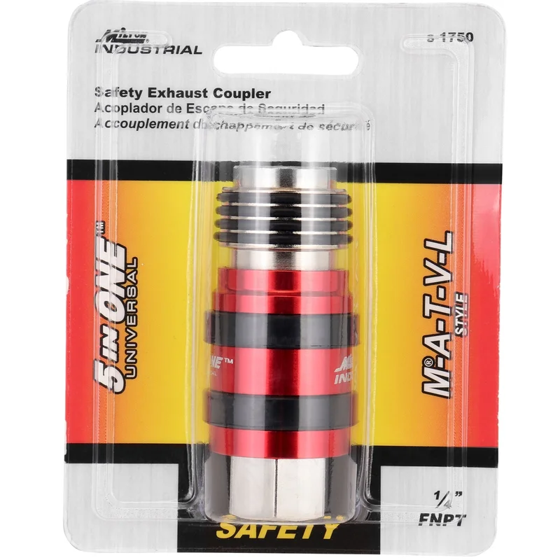 Milton 5 In ONE Universal Coupler w/Safety Exhaust Quick-Connect 1/4" Female NPT