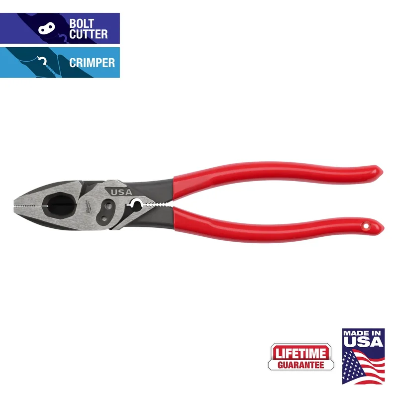 Milwaukee 9" Lineman's Dipped Grip Pliers w/ Crimper & Bolt Cutter (USA)