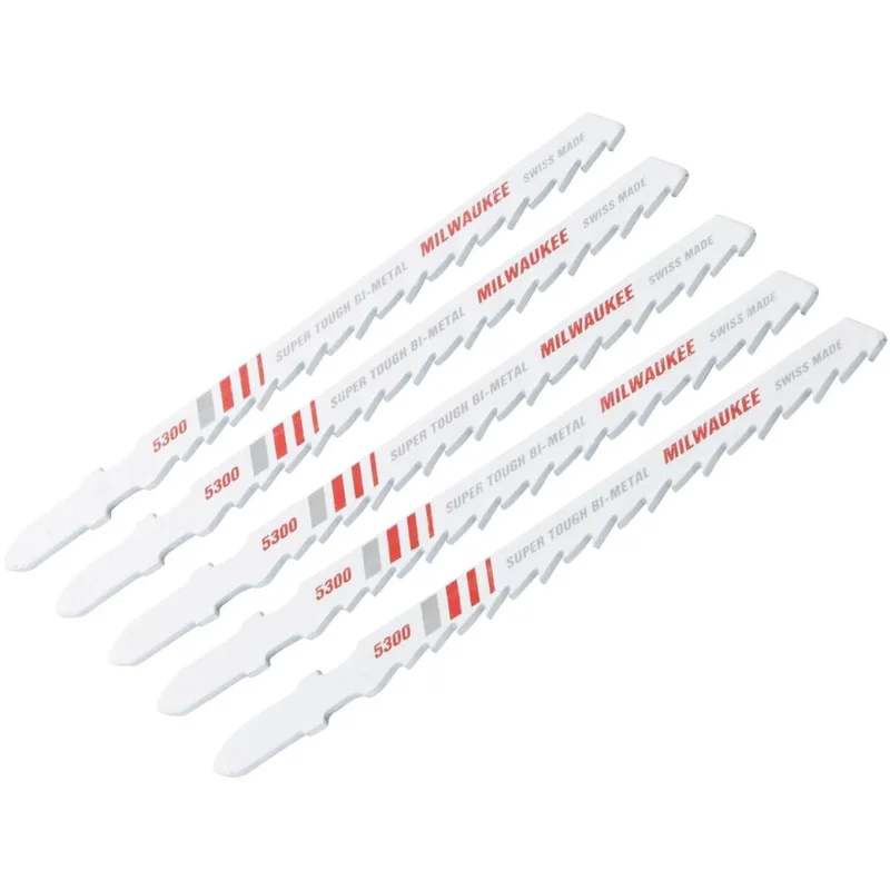 Milwaukee T-Shank 4 In. x 6 TPI Bi-Metal Jig Saw Blade, General Purpose (5-Pack)