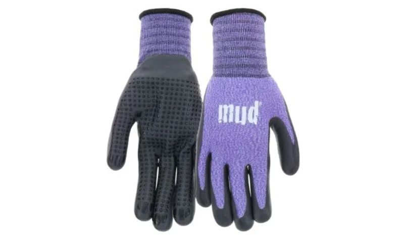 MUD Nylon Knit Nitrile Dotted Palm Gloves Violet