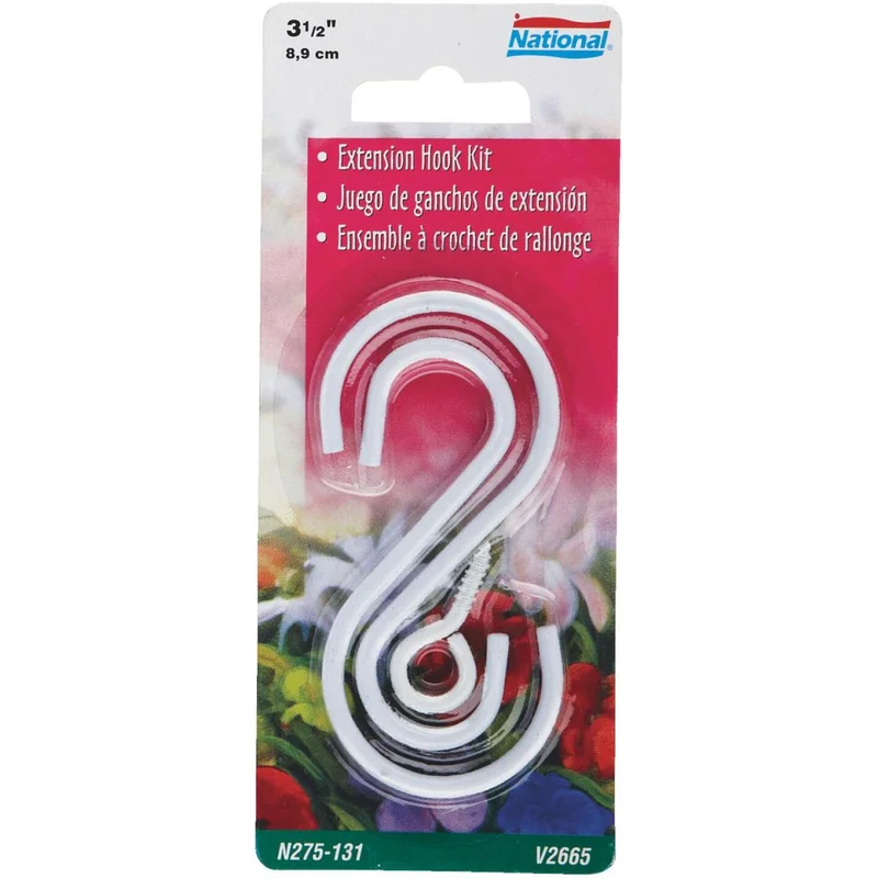 National Hardware 3-1/2 In. White Steel Extension Hook Kit