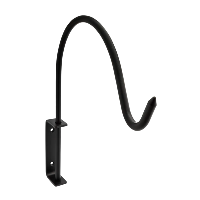 National Hardware Curved Hanging Plant Wall Bracket 12-13/16-in, Black Black