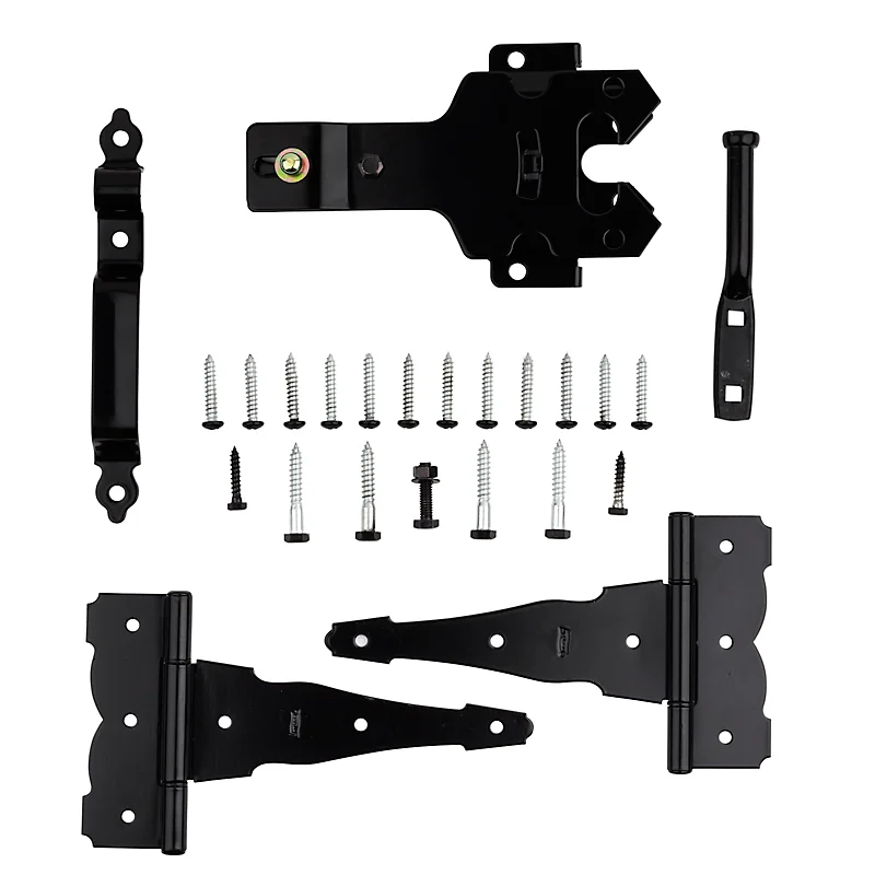 National Hardware Deluxe Latches Decorative T-Hinges Gate Kit, Black Satin Nickel