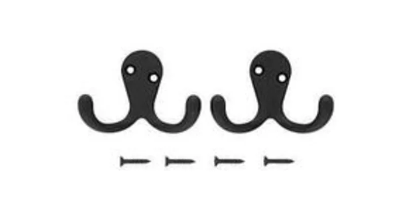 National Hardware Double Clothes Hook Matte Black