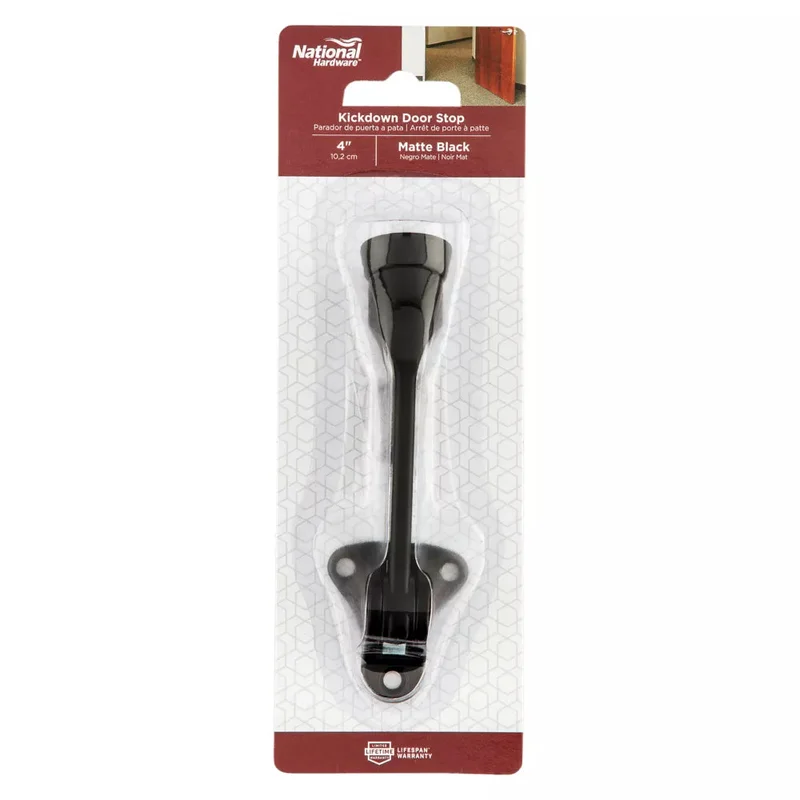 National Hardware Kickdown Door Stop Matte Black