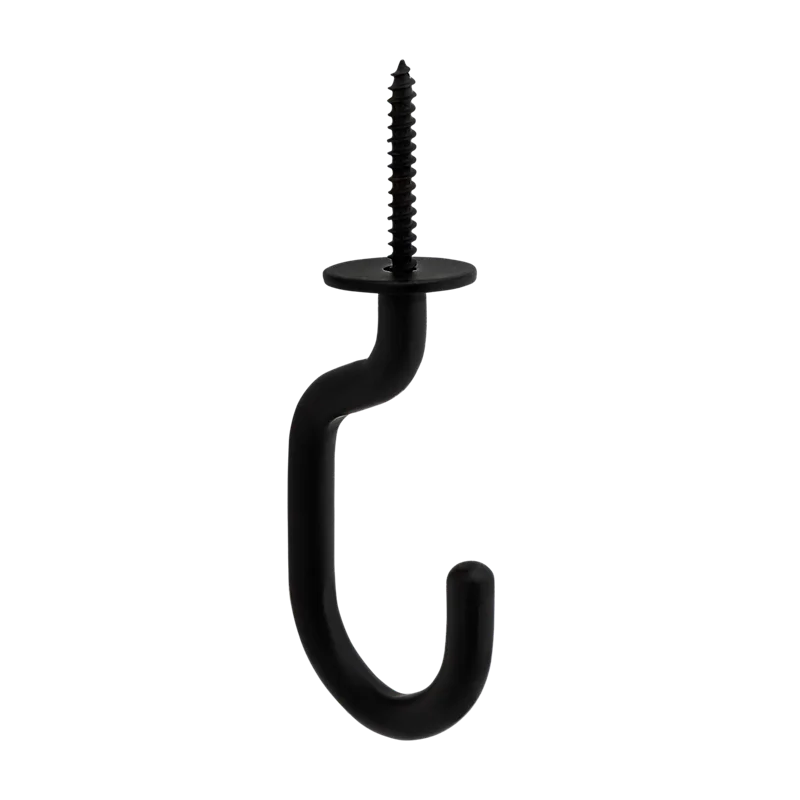 National Hardware Modern Ceiling J Hook 3-11/32-in, Black Black