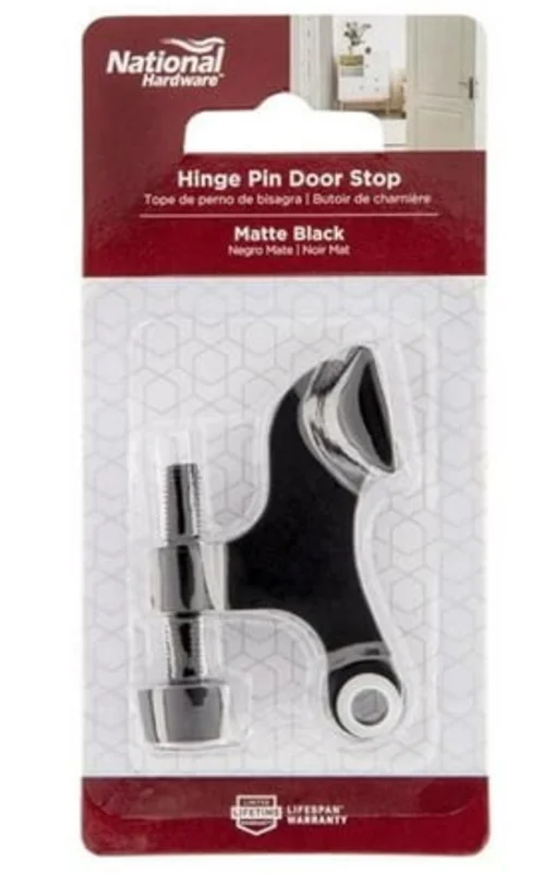 National Hardware N830-562 Hinge Pin Door Stop 3-in, Matte Black Matte Black