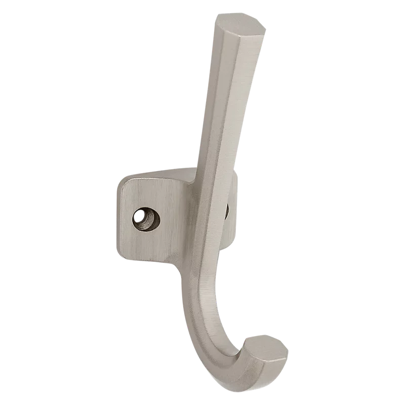 National Hardware Powell Angled Hook 4-15/16", Satin Nickel, Stand Up Satin Nickel