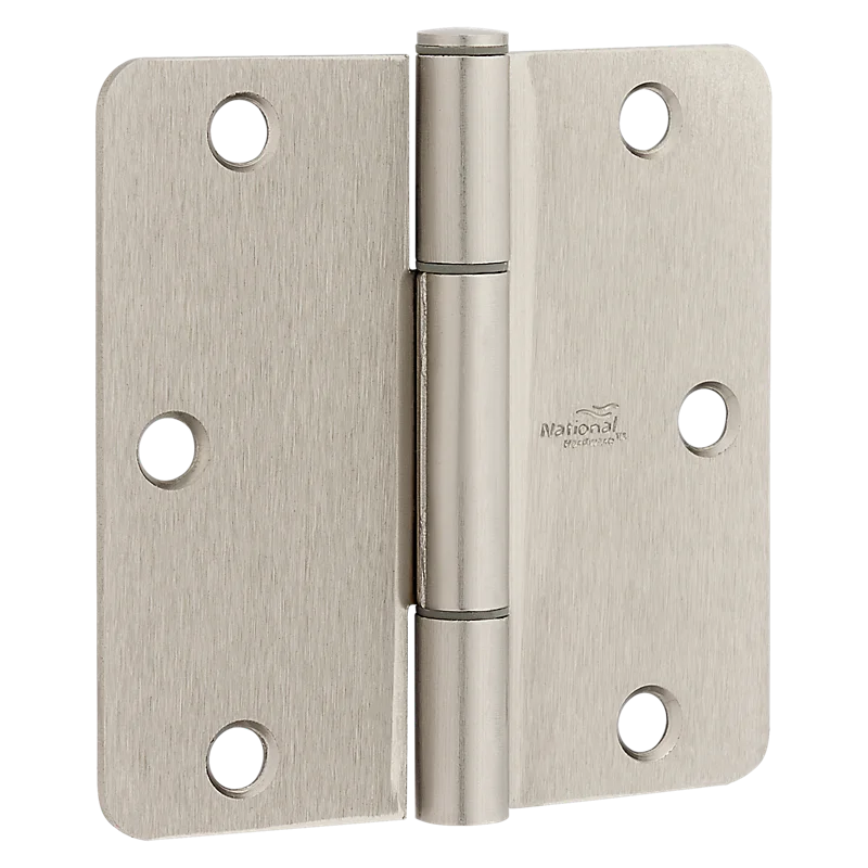 National Hardware Squeak Guard Door Hinges 1/4 In. Radius Round Corners 3.5", Satin Nickel Satin Nickel