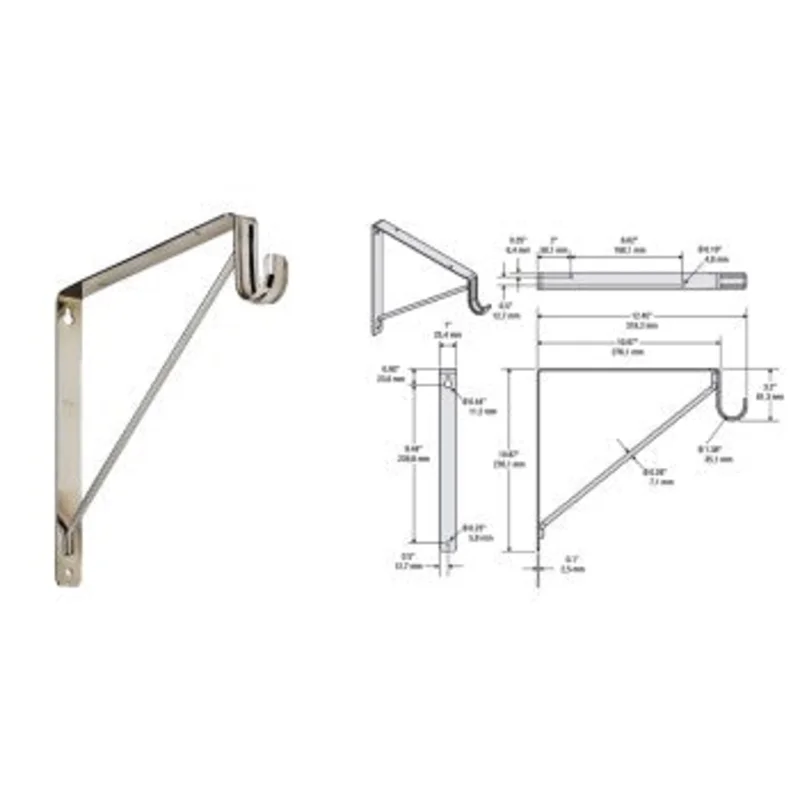National S822-091 Shelf and Rod Bracket #108BC, Chrome Finish