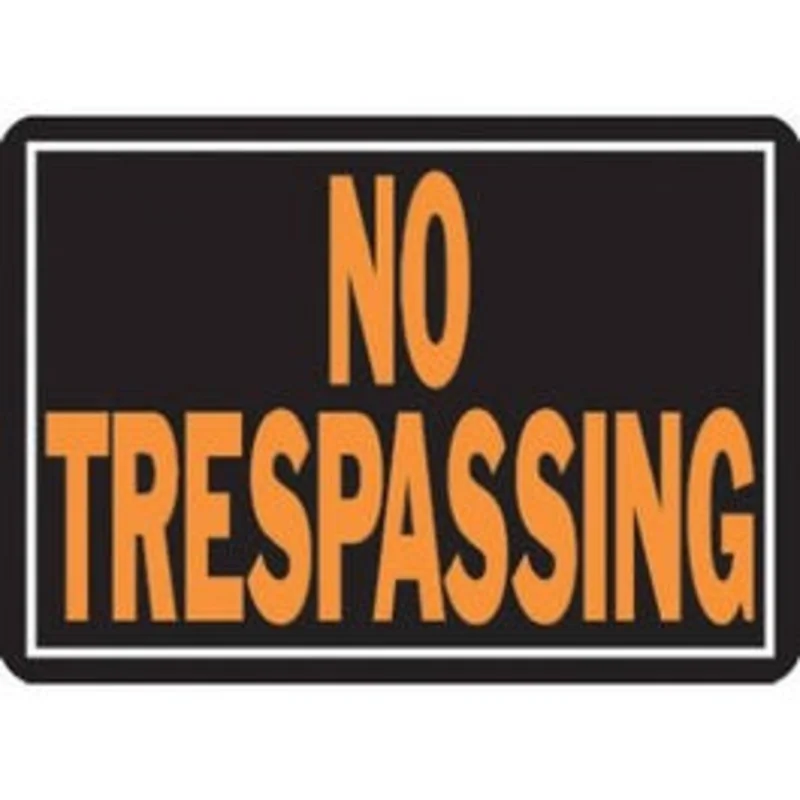 "No Trespassing" Sign, Hy-Glo Orange & Black Aluminum, 10 x 14-In.
