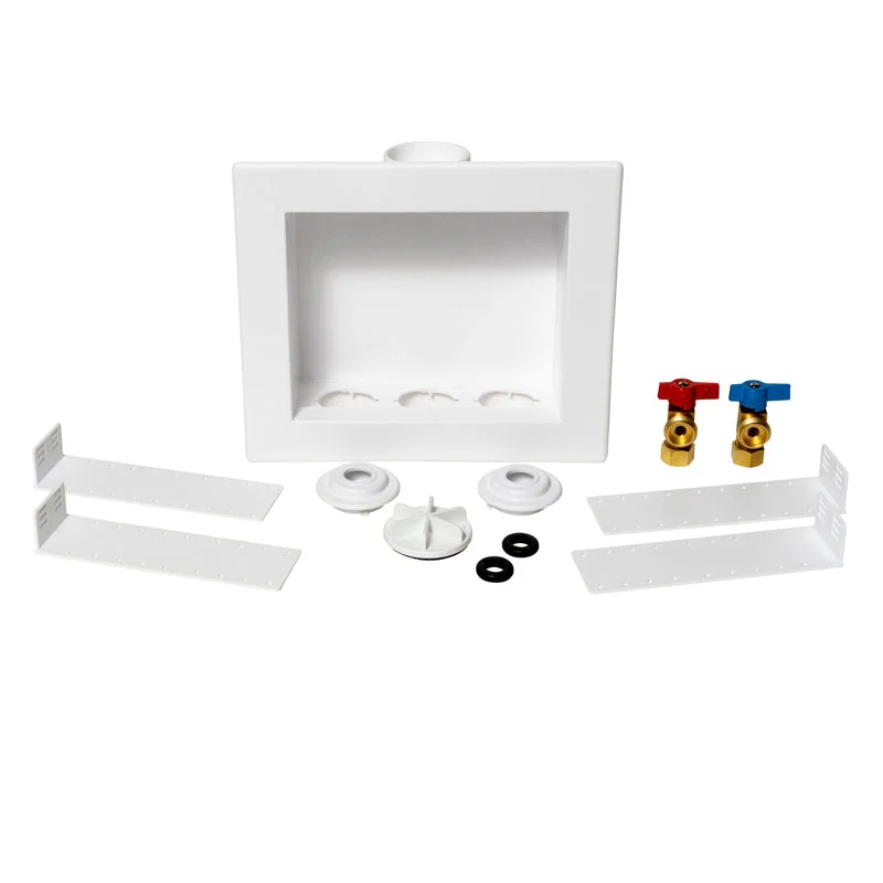 Oatey Quadtro, 1/4 Turn, Compression, Washing Machine Outlet Box Standard Pack
