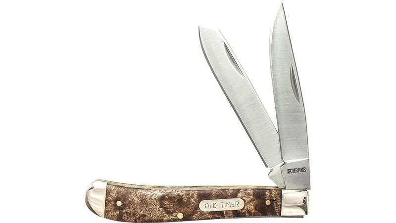 Old Timer Gunstock Trapper Folding Pocket Knife Desert Iron Wood