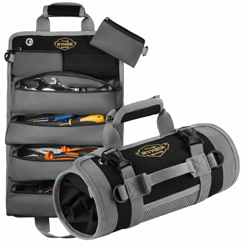 Original Tool Roll Organizer with 2 Detachable Pouches (Black)