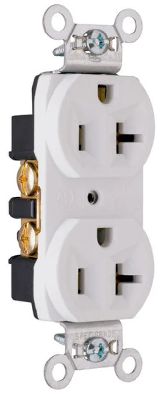 Pass & Seymour 20A 125V Commercial Spec-Grade Duplex Receptacle, Back and Side Wire, White White