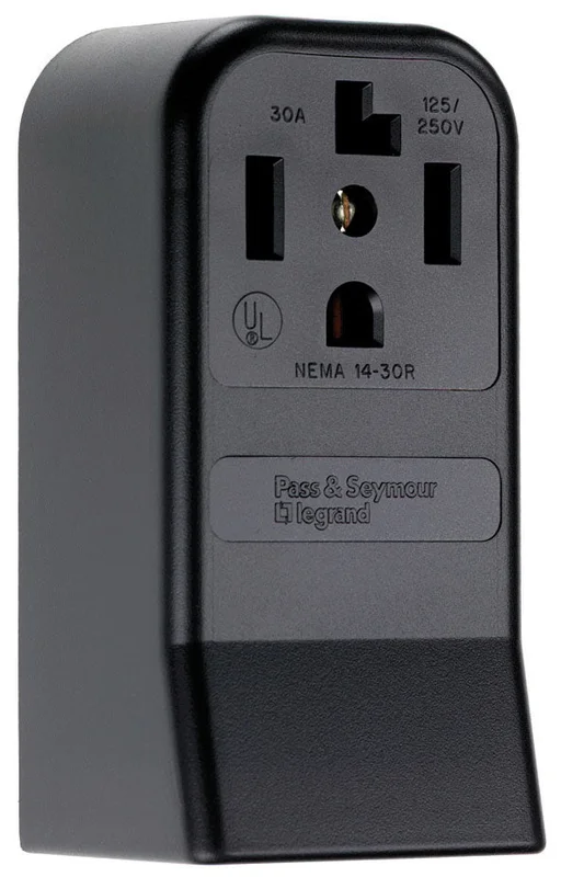 Pass & Seymour 30A 125/250V 14-30R Straight Blade Single Surface Receptacle, 3-Pole, 4-Wire Ivory