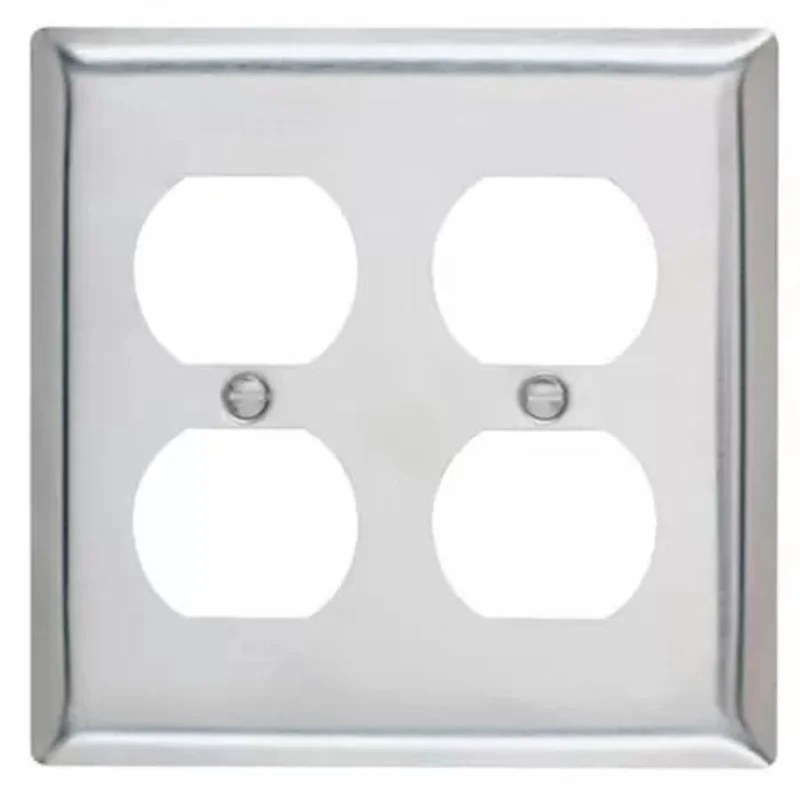 Pass & Seymour Smooth Metal Wall Plate, 2gang Duplex, 302/304 Stainless Steel