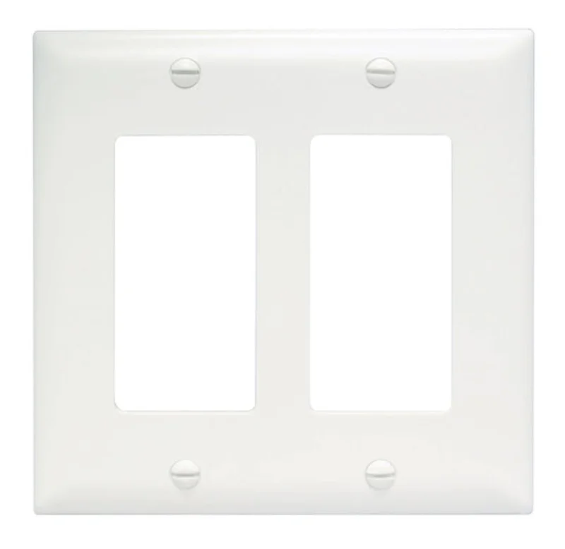 Pass & Seymour Thermoplastic Two Gang Decorator Wall Plate, White White