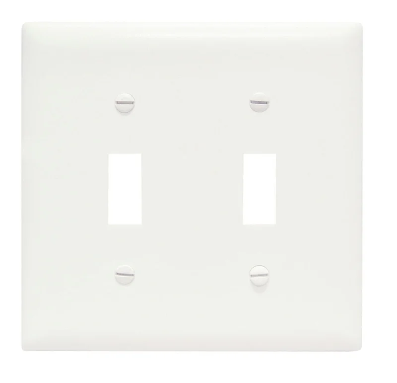 Pass & Seymour Toggle Switch Openings, Two Gang, White White