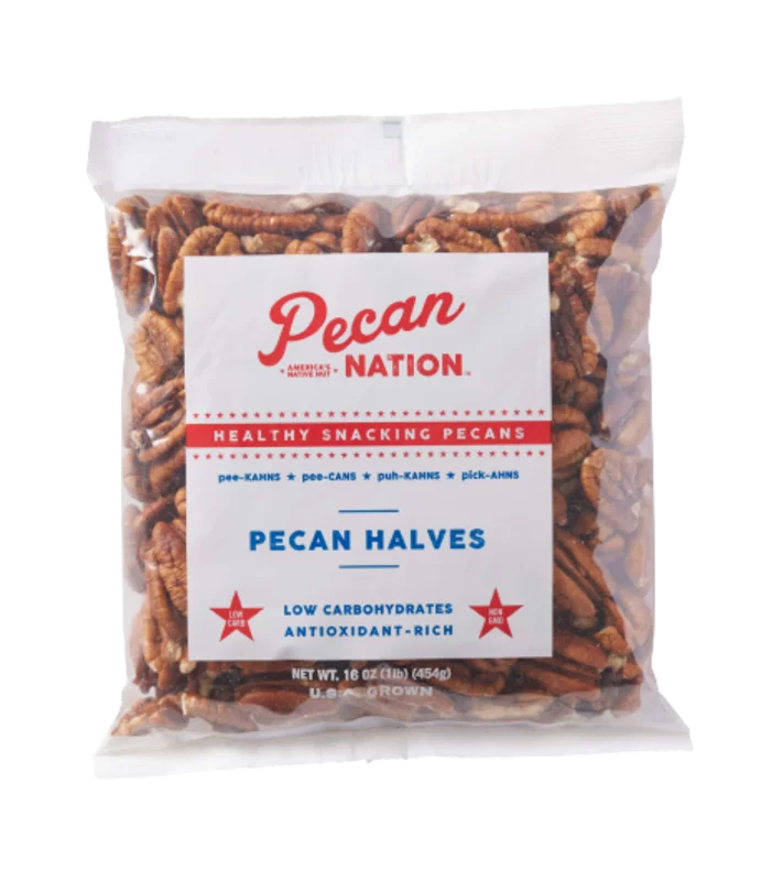 Pecan Nation Raw Pecan Halves 16 oz