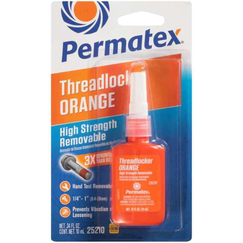 Permatex High Strength Removable Threadlocker Orange, 10 Ml Orange