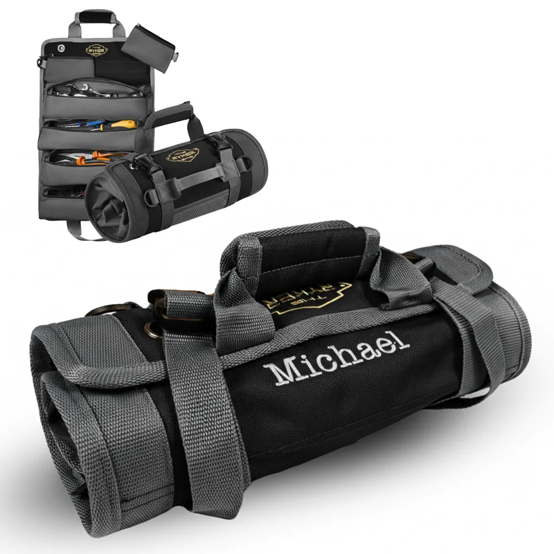 Personalized Customized-Name Black Original Tool Roll Organizer
