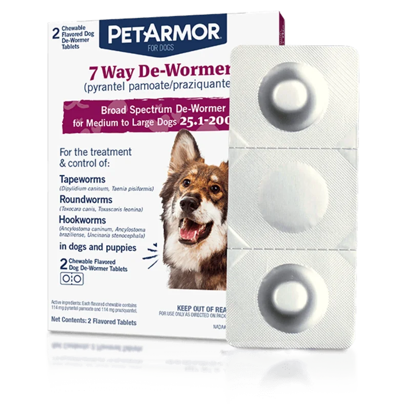PetArmor 7 Way De-Wormer (Pyrantel Pamoate and Praziquantel) for Medium and Large Dogs