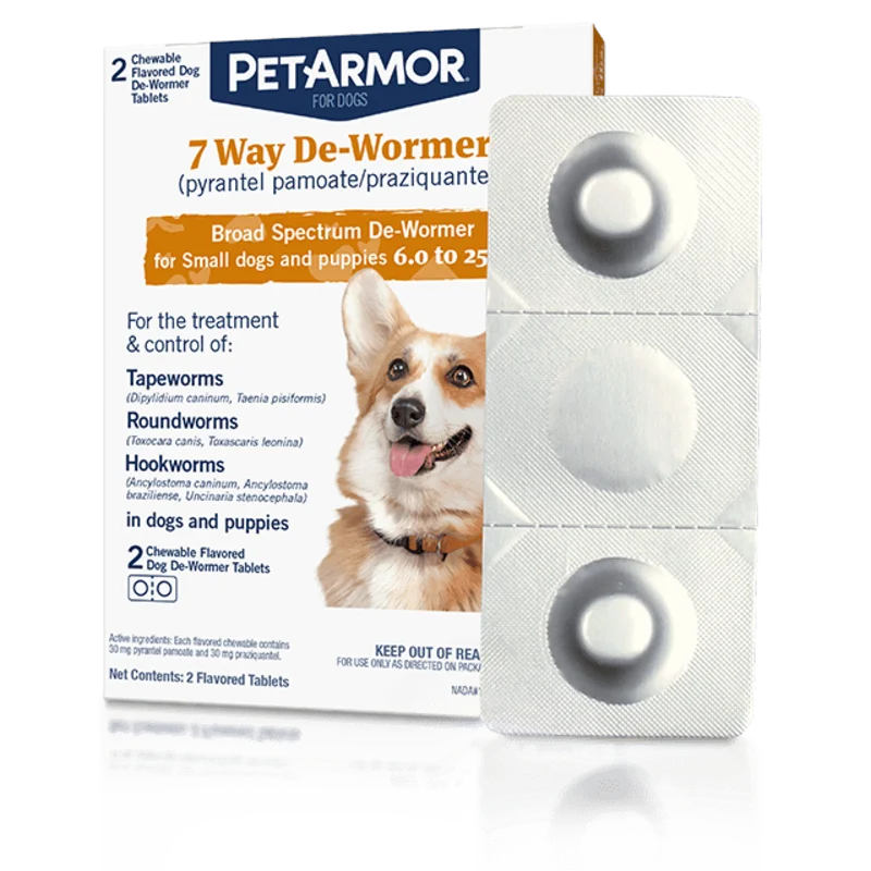 PetArmor 7 Way De-Wormer (Pyrantel Pamoate and Praziquantel) for Puppies and Small Dogs