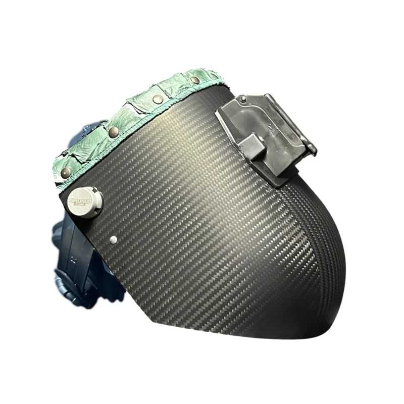 Pirarucu/Fish Chopped Top Leather Carbon Fiber Welding Hood Teal