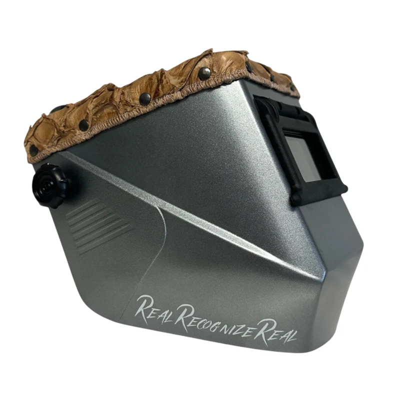 Pirarucu Fish Leather "JOLLY" Square Welding Hood Silver