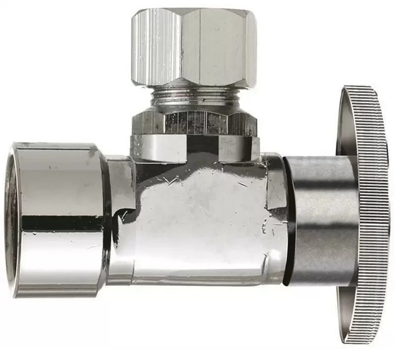 Plumb Pak Turn Angle Shut-Off Valve Chrome Plated 1/4" x 1/2" x 3/8"