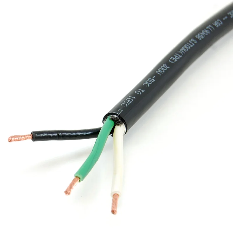 Premium SJEOOW 14 gauge 3-conductor wire, oil/water resistant, rubber coating, rated for outdoor use (Sold by the foot)