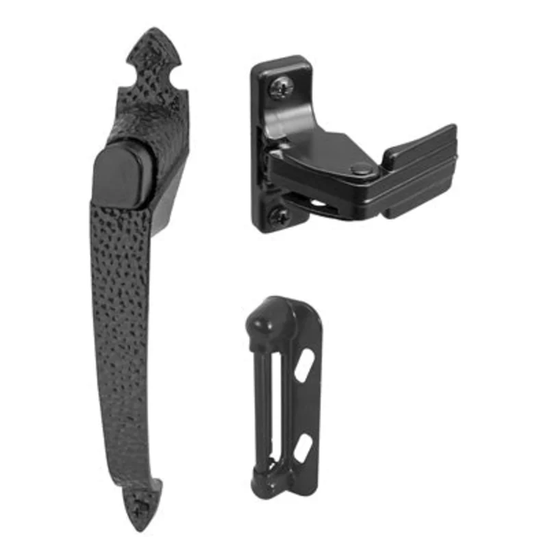 Prime Line Colonial Push Button Screen or Storm Door Latch, Black, 1 3/4"