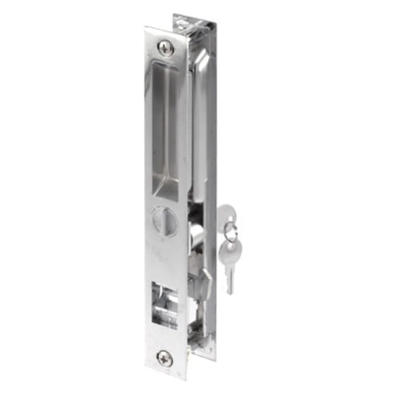 Prime Line Patio Door Flush Handle with Hook Latch assortment, Chrome, Keyed, 1 per pkg. 6-5/8"