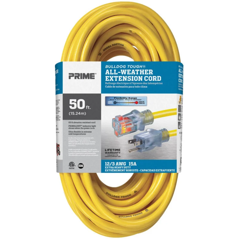 Prime Wire and Cable 50ft 12/3 SJTOW Bulldog Tough Oil Resistant Extension Cord