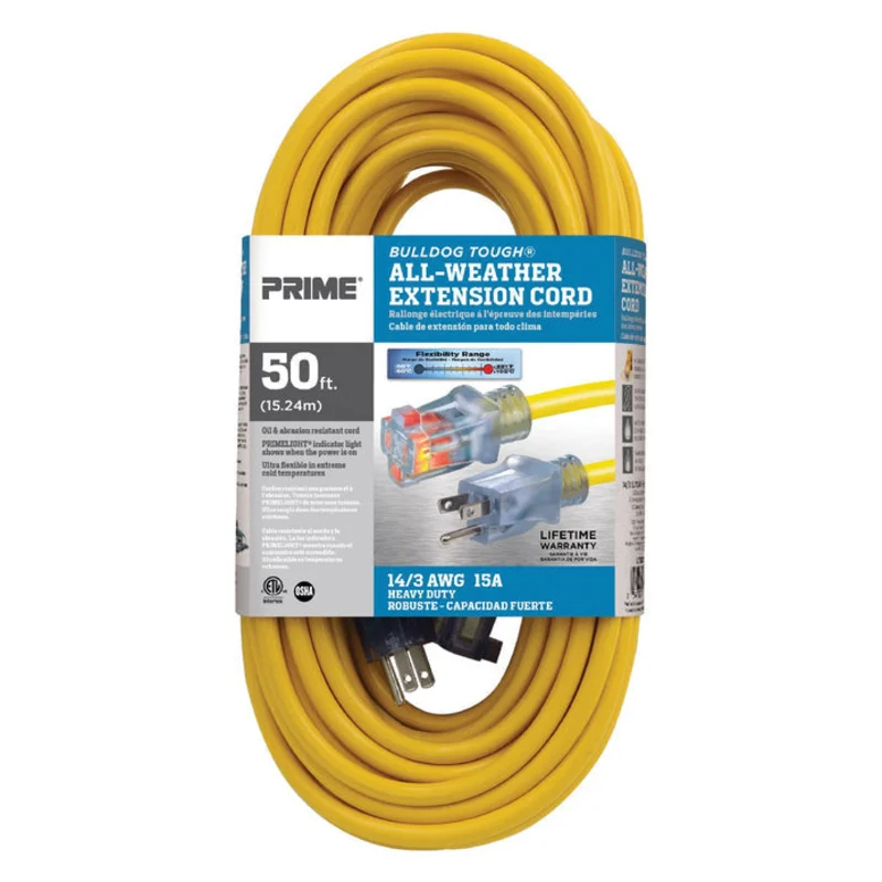 Prime Wire and Cable 50ft 14/3 SJTOW Bulldog Tough Oil Resistant Extension Cord
